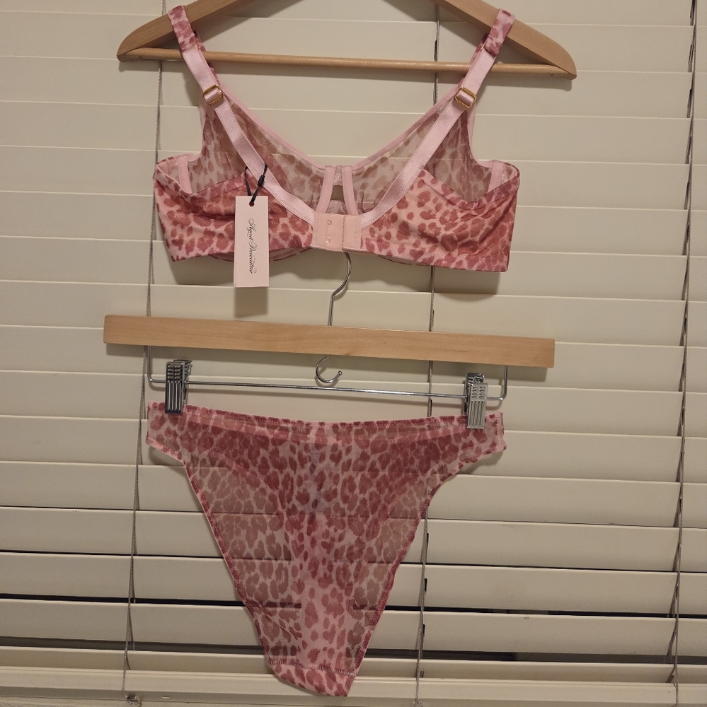Agent Provocateur Lucky Pink Leopord Bra and Panty Brief